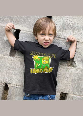 Чорна демісезонна футболка чорна з оригінальним принтом онлан гри minecraft "i only play minecraft майнкрафт" Кавун футболка