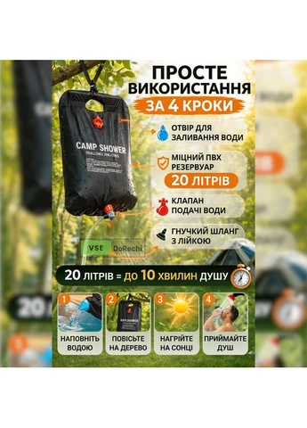 Мобільний душ для активного відпочинку, Спорт та захоплення, Душ туристичний переносний для дачі та кемпінгу, SPD DACIA (395980051)
