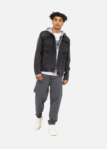 Темно-сіра демісезонна чоловіча джинсова куртка колір темно-сірий цб-00245485 BIG GASTINO