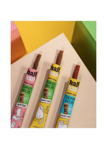 Ласощі для кошенят Half&Half у формі м'ясних паличок з індичкою, 5 г (*) No Brand (322592354)