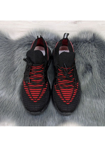 Черные демисезонные кроссовки подростковые черные с красным текстильные Канарейка