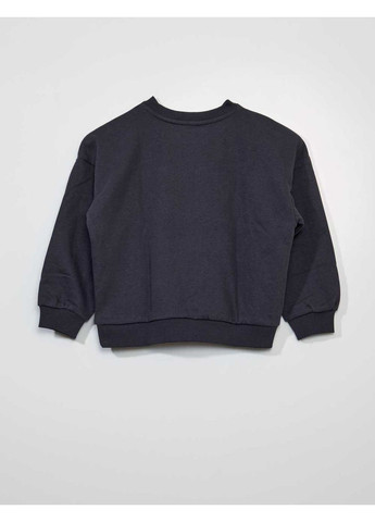 Kiabi свитшот флис,темно-серый с принтом, темно-серый