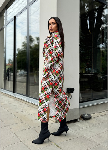 Комбинированное спортивное, повседневный, кэжуал, джинсовое повседневное комфортное платье свободного кроя INNOE в клетку