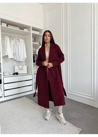 Бордовое демисезонное Женское пальто из турецкого кашемира – элегантность, тепло и трендовый стиль (замеры в описании) DK/DL Мода без кордонів