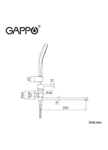 Змішувач для ванни G22036, чорний/хром GAPPO (275335385)