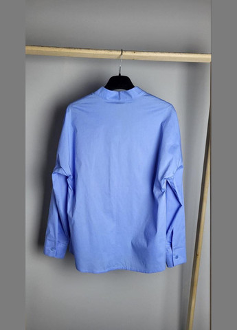 Блакитна демісезонна сорочка жіноча базова коттонова блакитна mkad7549-1 Modna KAZKA