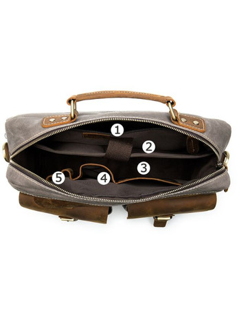 Сумка-портфель чоловіча текстильна з шкіряними вставками 20001 Сіра Vintage (366880905)