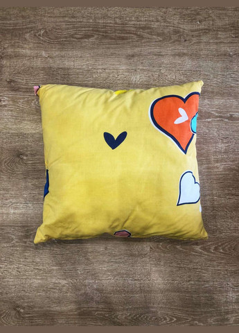 Дитяча Подушка 45 х 45 см Різнокольорові Серця Бавовна Vigvam (348117638)