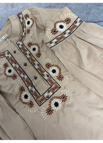 Бежева стильна жіноча вишиванка з бавовни ESQ (358500978)