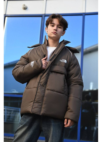 Коричнева зимня зимова куртка oversize на флісовій підкладці — заміри в описі куртка-пальто Vione