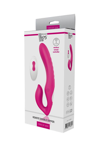 Безремневый страпон VIBES OF LOVE REMOTE DOUBLE DIPPER Dream Toys (331170636)