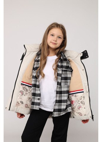 Молочная зимняя куртка для девочки цвет молочный цб-00280224 Yuki