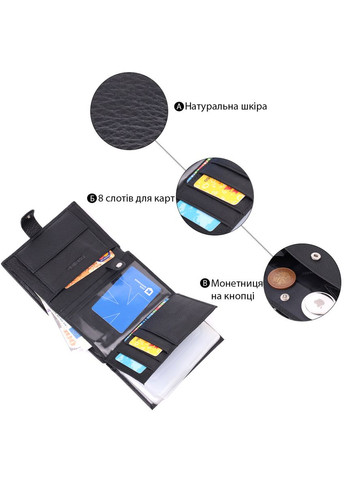 Мужской кожаный бумажник для документов и карт с монетницей черный (sku_22478) No Brand (327820218)
