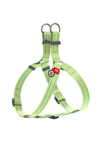 Шлея з відновленої бавовни Re-cotton з QR паспортом, світловідбиваюча, пластиковий фастекс, M, Ш 20 мм, Д 50-75 см салатовий WAUDOG (326836452)