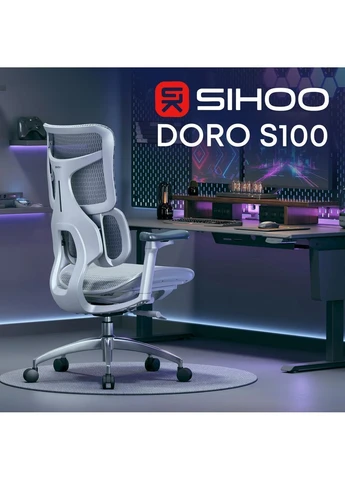 Офисное кресло DORO S100 Mesh White (S100-M302) [148690] Sihoo (401539109)