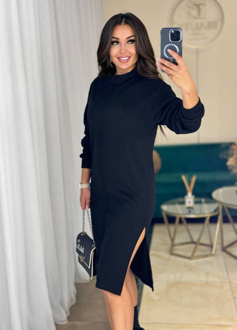 Чорна повсякденний міді сукня з розрізами та поясом Allthings меланжева