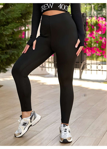 Женские теплые зимние термолосины на флисе с утяжкой черные зима л хл 2хл 3хл No Brand (366869023)