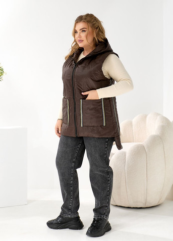 Жилетка жіноча демісезонна подовжена з капюшоном No Brand (364930481)