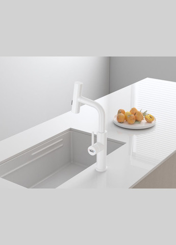 Змішувач на кухню водоспад з висувною лійкою білий LW-35 Nett (337718082)