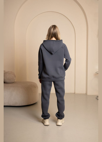 Теплий костюм із турецької тринитки на флісі, графітовий колір, No Brand 7029 (316703275)