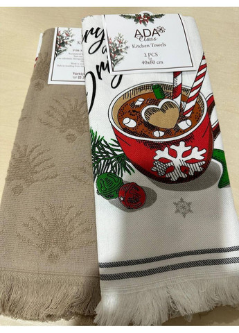 Кухонні рушники новорічні, різдвяні 12 шт Vishnya комбінований