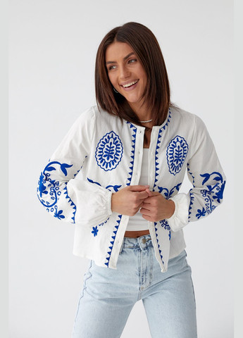 Жіноча вишита сорочка Заріна біла з синім ESQ 3834 (303898894)