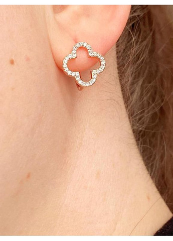 Позолочені Сережки "Конюшина" + Ланцюжок (Кольє) 40см-45см. Позолота No Brand (364502976)