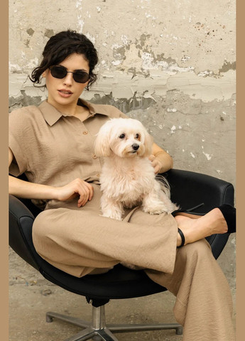 Комбинезон Seventeen комбинезон-брюки однотонный кофейный кэжуал лен