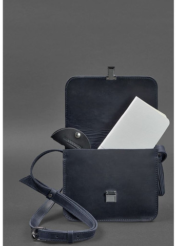 Кожаная женская бохо-сумка Лилу синяя Crazy Horse BlankNote кросс-боди (348359319)