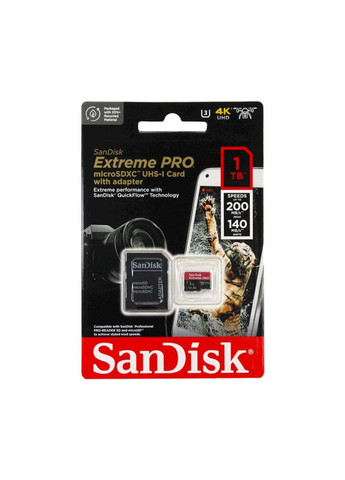 Карта памяти microSDXC (UHS-1 U3) A2 1TB Class 10 V30 (R200MB/s, W140MB/s) (adapter) (SDSQXCD-1T00-GN6MA) SanDisk Extreme Pro (354830935)