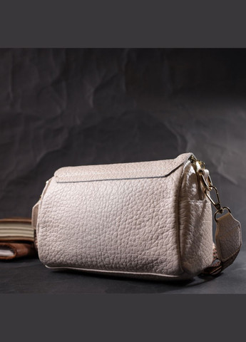 Красива шкіряна жіноча кросбоді з оригінальною плечовою лямкою біла. 22404 Vintage (329196913)