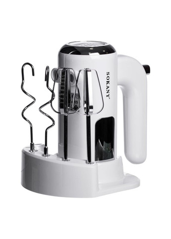 Миксер ручной 2 насадки венчики и крюки для теста белый SK-02025 Sokany (370974568)