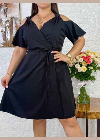 Чорна плаття на запах Україна з квітковим принтом