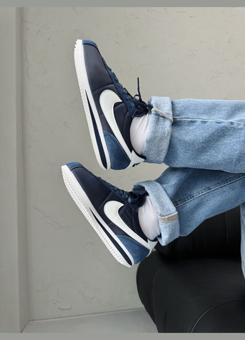 Синие демисезонные кроссовки мужские и женские nike cortez blue navi white | найк кортез синие No Brand