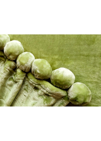 Плед хутряний з помпонами Зелений 150 x 200 см Love You (276907304)