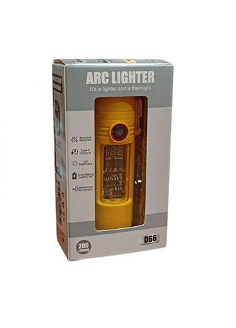 Електроімпульсна запальничка D66 дугова usb запальничка з ліхтариком Жовта No Brand (323486190)