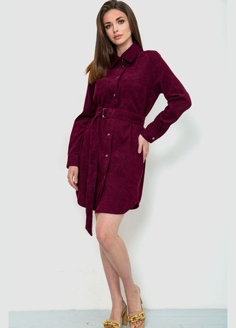 Бордова вельветова сукня-сорочка з поясом бордового кольору Ager