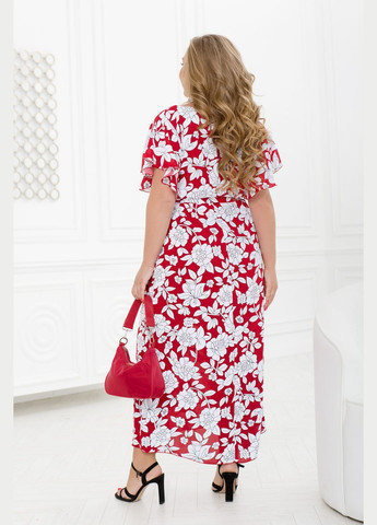 Червона повсякденний квіткова сукня максі дзвін No Brand з квітковим принтом
