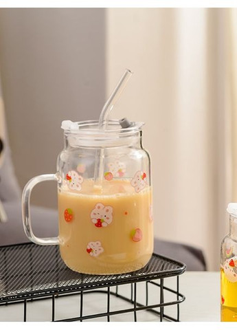 Кружка з трубочкою та кришкою Berry 14605 400 мл No Brand (349220723)