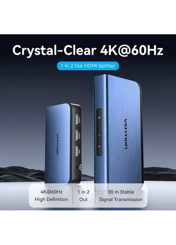 Сплиттер HDMI 2.0 UHD 4K 60Hz HDCP 1x2 ports Blue Aluminum Alloy (AKEL0EU) Vention (315844061)