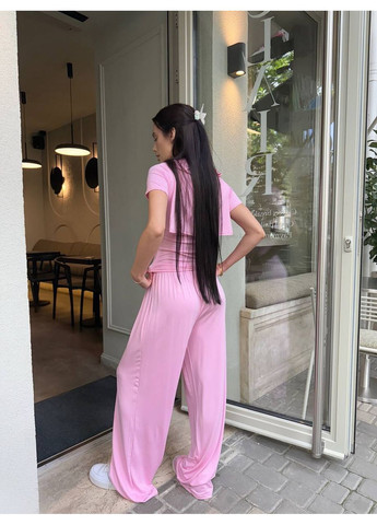 Жіночий костюм трійка  футболка + лонгслів + палаццо MonCher (351854753)