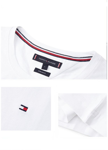 Белая мужская футболка tommy hilfiger белый с коротким рукавом No Brand