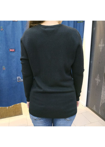 Чорний зимовий светр жіночий довгий туніка з кишенями перли s No Brand