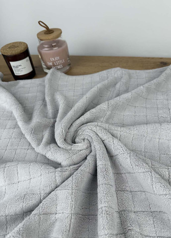 Рушник лицьовий мікрофібра 100х50 см Homedec клітинка світло-сірий