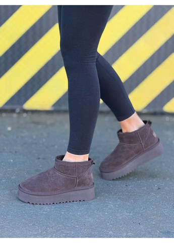 Жіночі уггі шоколад натуральна замша коричневі на хутрі теплі зимові на високій підошві замшеві No Brand (367954631)