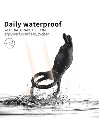 Смарт віброкольцо на пінис і мошоку Love Spouse "Rabbit" чорного кольору із 9 режимів вібрації та пульсації. China (360613517)