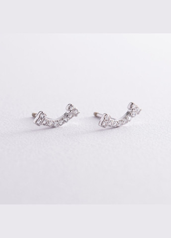 Срібні сережки - пусети Smile з фіанітами 902-01085 Oniks (264025449)