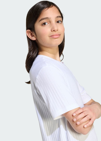 Біла демісезонна футболка в рубчик wide rib kids adidas