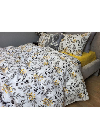 Постільна білизна з резинкою Лорена жовтий DUO, ранфорс гофра (жатка) Сімейний розмір, наволочки 70/70 No Brand (363190334)
