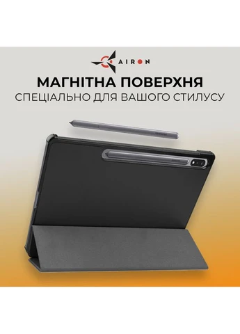 Чехол Premium Samsung Galaxy Tab S9 Plus/S9 FE Plus 12.4'' 2023 с защитной пленкой и салфеткой black, экокожа, пластик Airon (395597022)